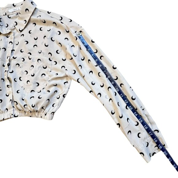 Cresent Moon Crop Top Blouse Long Sleeve Button Up Down by Timing - Small - Picture 11 of 14